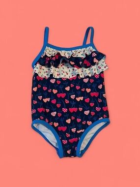 Girls' Heart Print Swimsuit